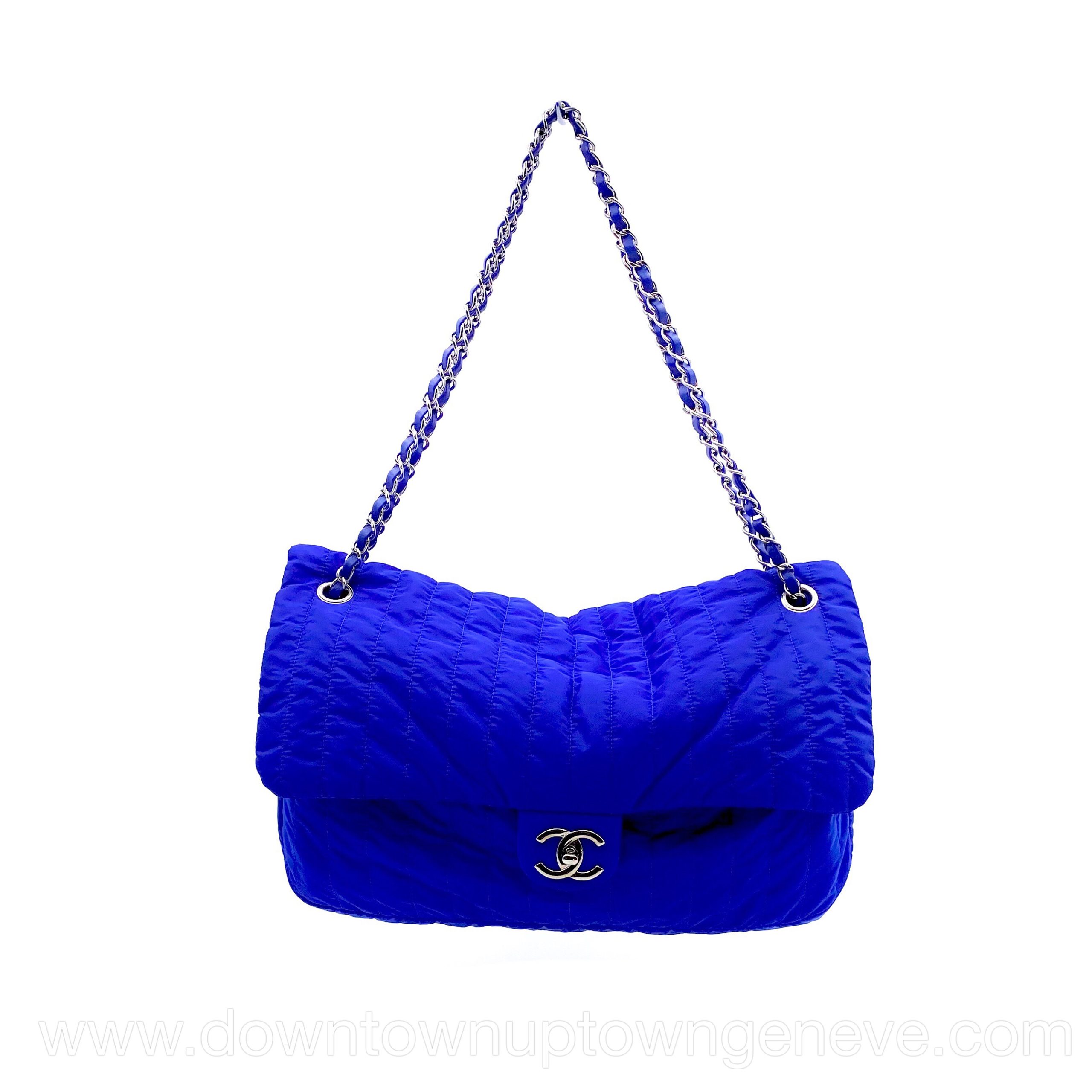 Chanel 2012 GM flap bag in electric blue nylon - DOWNTOWN UPTOWN