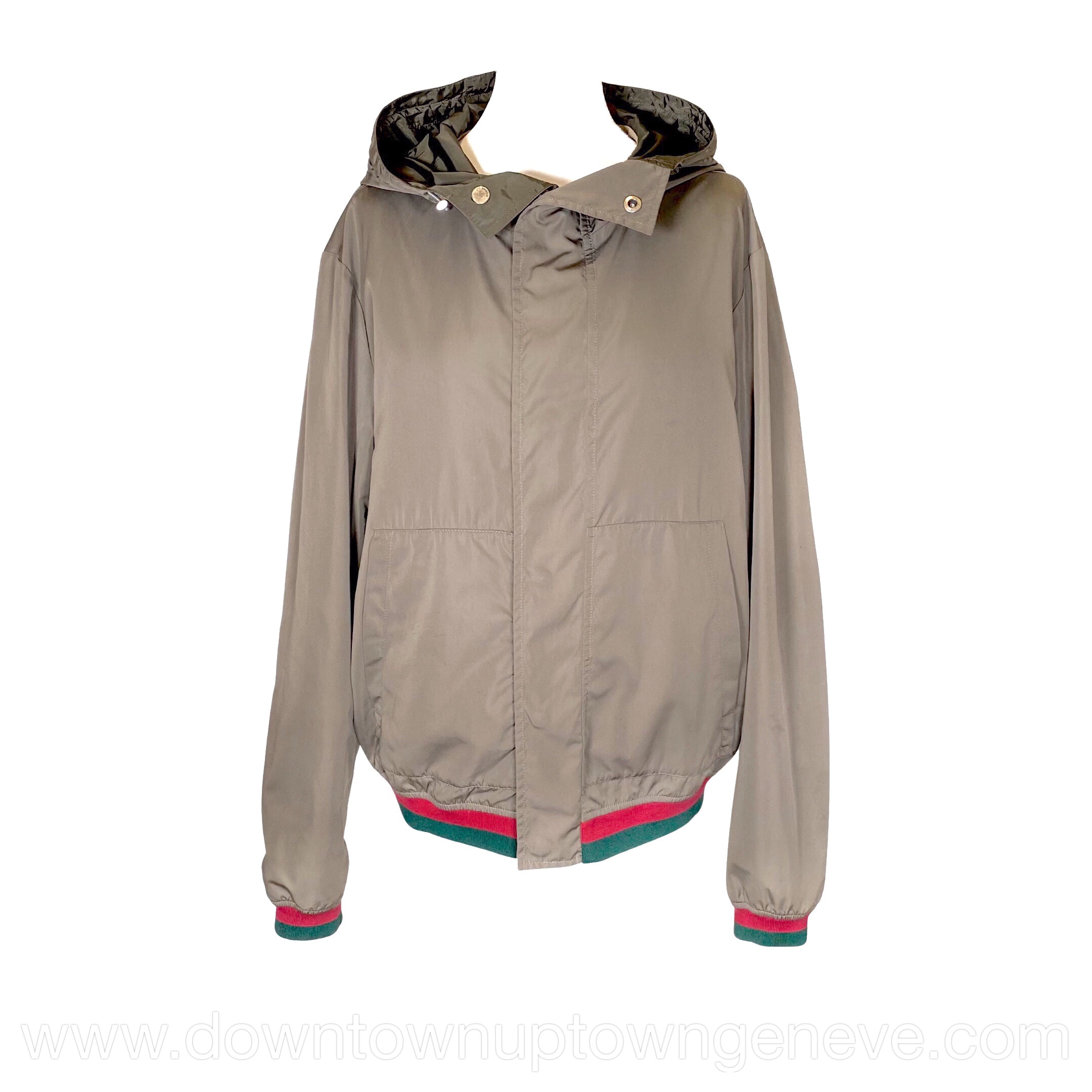 Gucci windbreaker jacket in khaki green nylon DOWNTOWN Genève