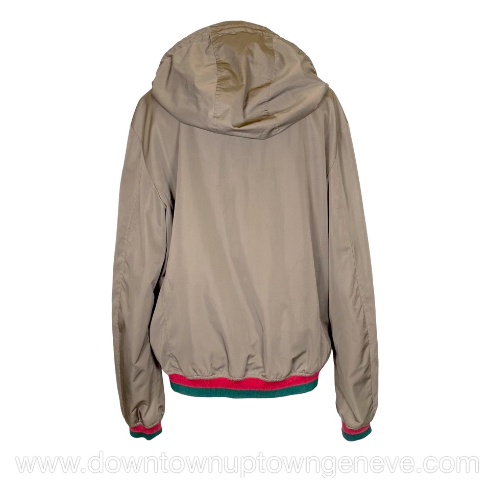 Gucci windbreaker jacket in khaki green nylon DOWNTOWN UPTOWN Geneve