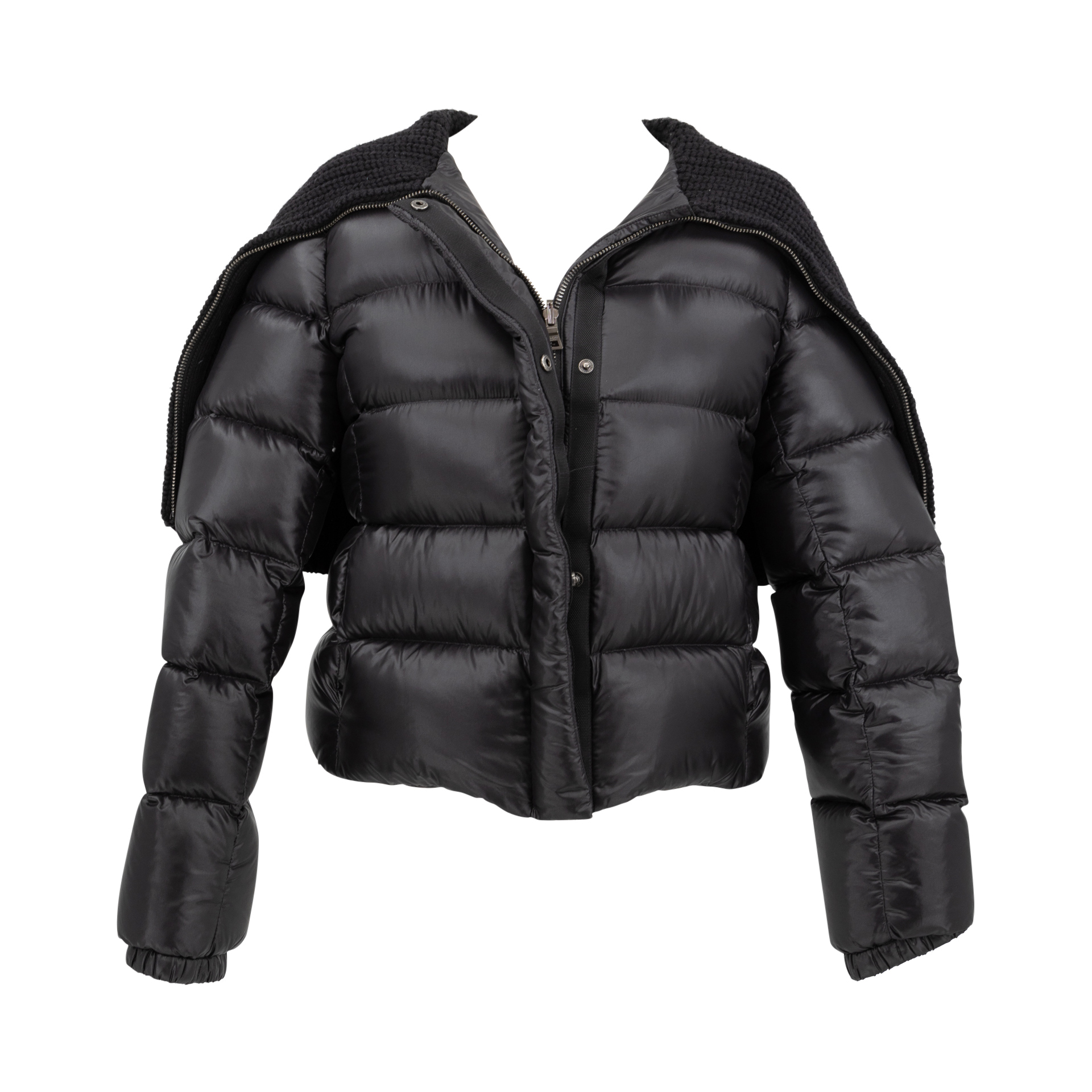 Prada padded down jacket in black with large knit collar - DOWNTOWN UPTOWN  Genève