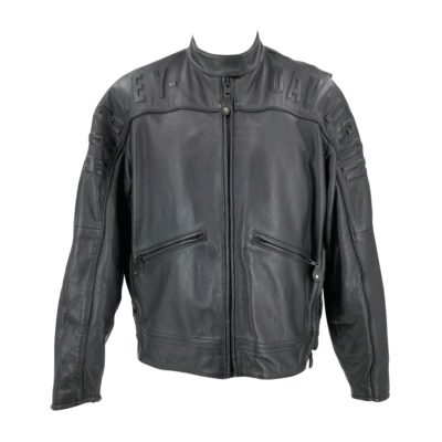 Harley jacket in black leather with removable lining