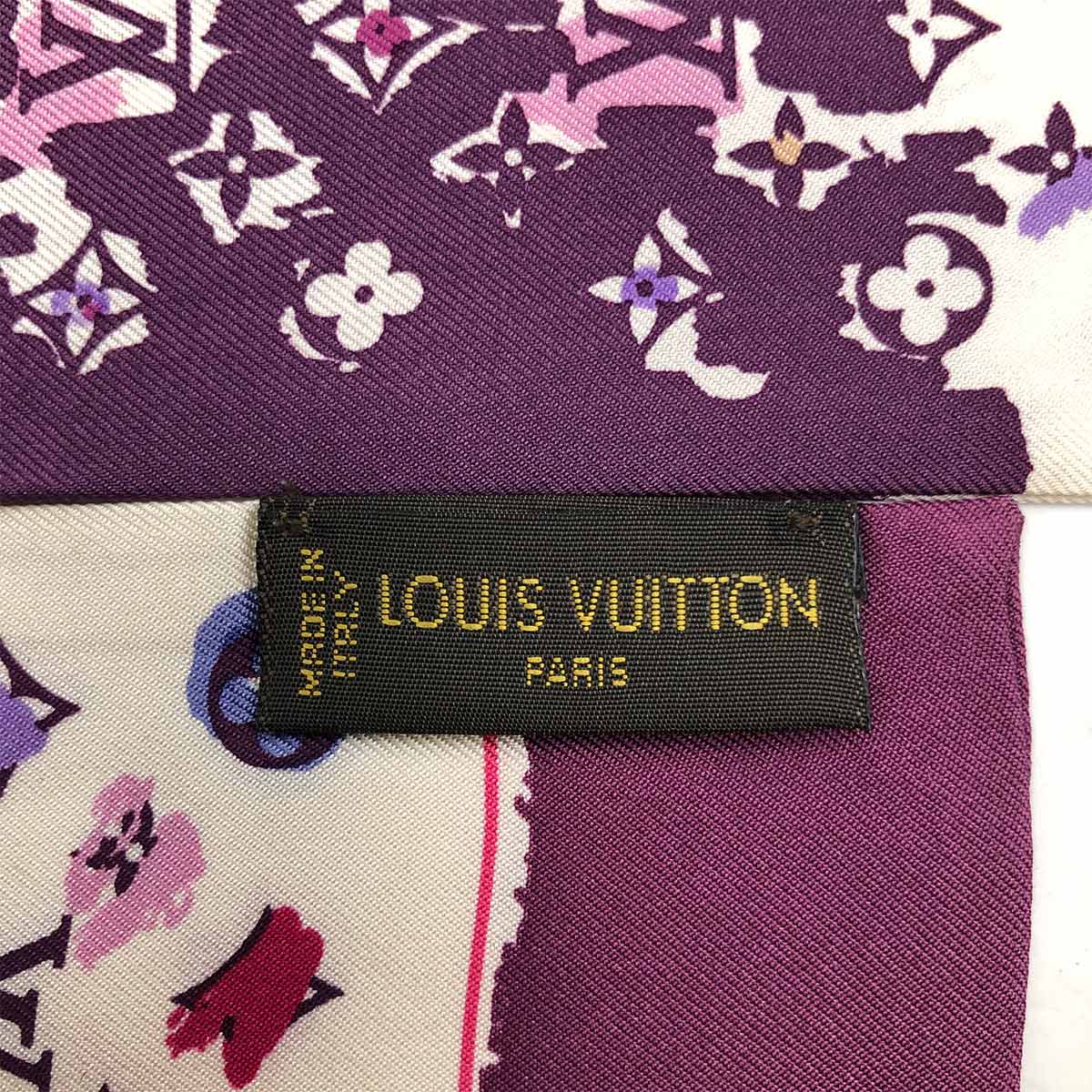 Louis Vuitton Logo Silk Boats Scarf Purple