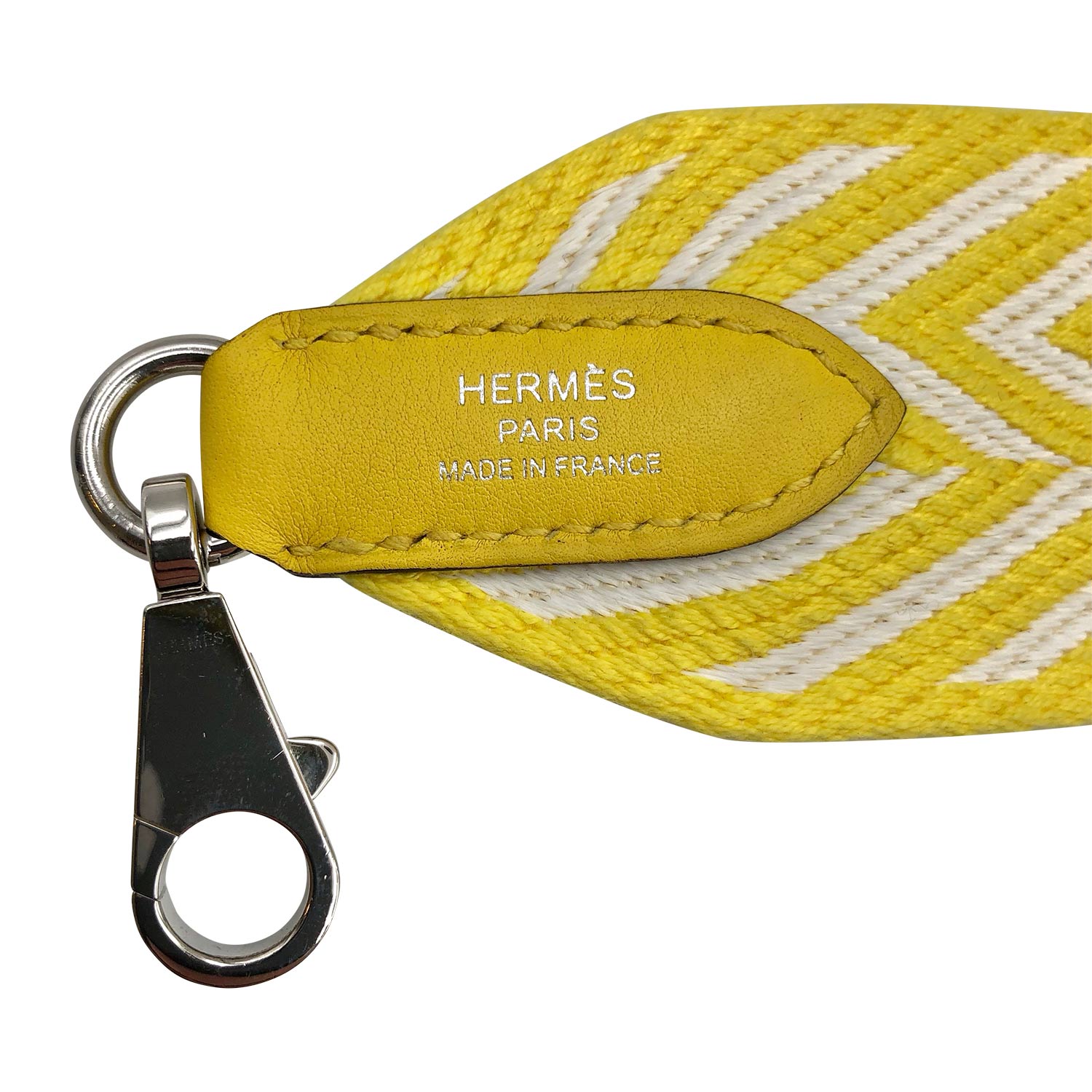 Hermes Shoulder Strap 25mm Jaune de Naples and White Canvas and Swift Gold  Hardware