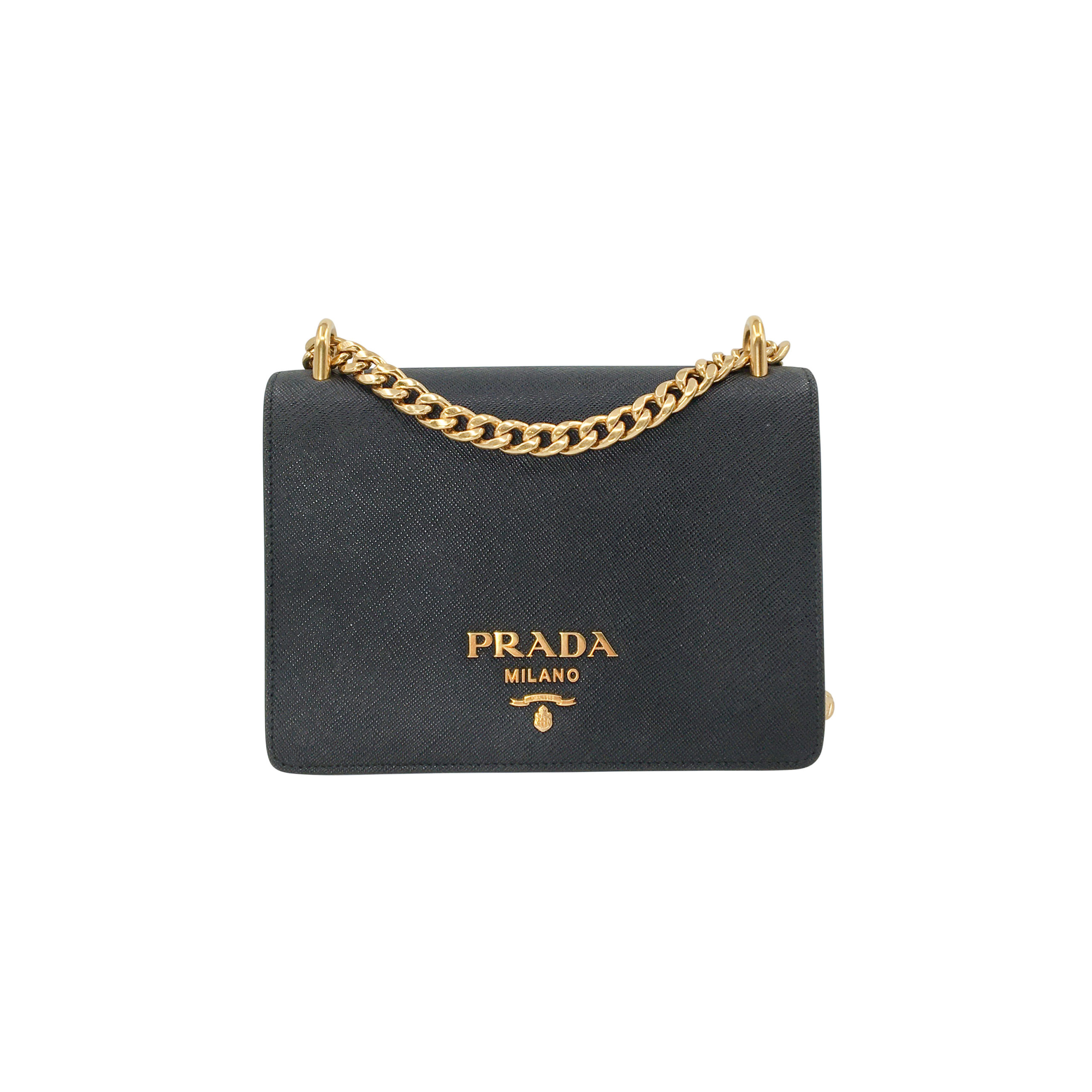 Prada Ladies Black Pattina Saffiano Leather Shoulder Bag 1BD298 2BA7 F0002  8057764945247 - Handbags - Jomashop