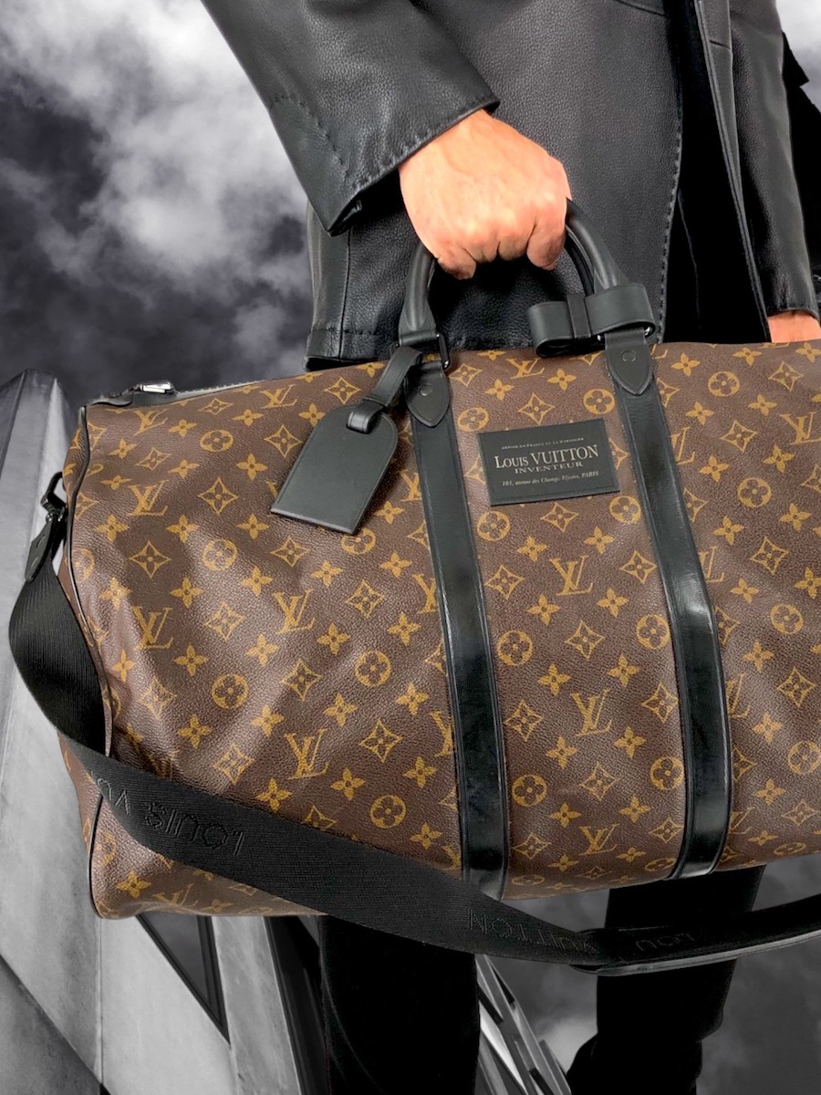 Louis Vuitton Inventeur Keepall 55 bag with black rubber trim