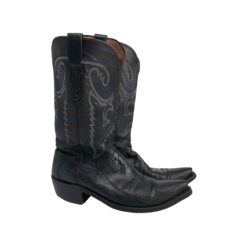 Lucchese boots in black and blue ostrich